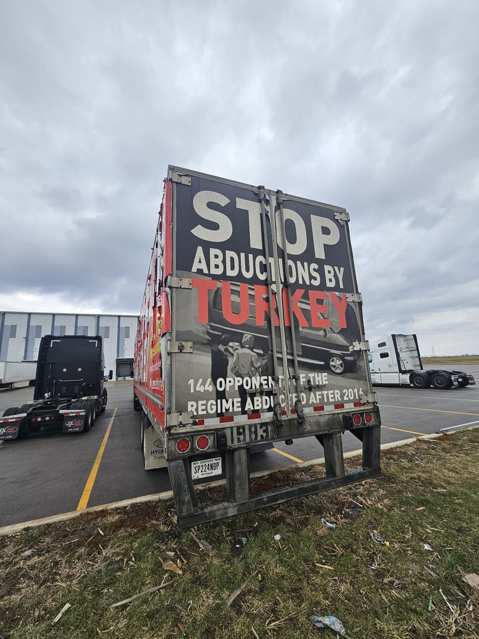 Current rear of the Freedom Truck trailer: Stop Abductions by Turkey